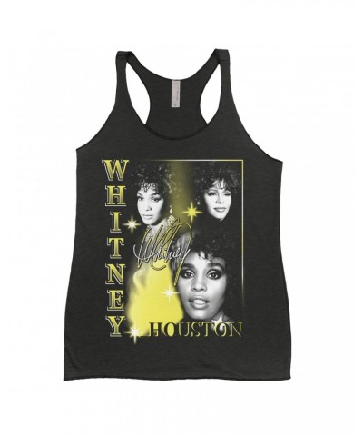 Whitney Houston Ladies' Tank Top | Yellow Classic Collage Shirt $9.42 Shirts