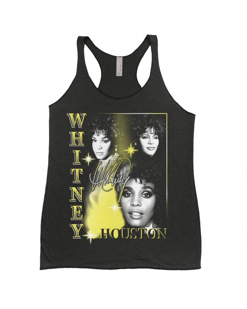 Whitney Houston Ladies' Tank Top | Yellow Classic Collage Shirt $9.42 Shirts