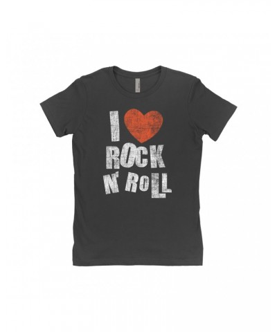Music Life Ladies' Boyfriend T-Shirt | I Heart Rock n' Roll Shirt $7.21 Shirts