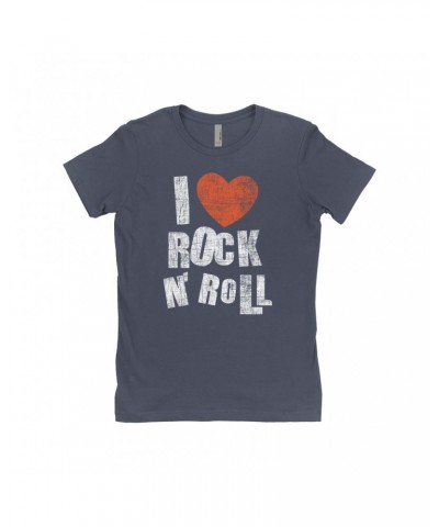 Music Life Ladies' Boyfriend T-Shirt | I Heart Rock n' Roll Shirt $7.21 Shirts