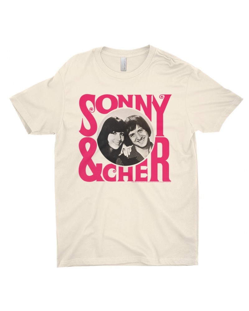 Sonny & Cher T-Shirt | Retro Pink Logo And Photo Shirt $6.81 Shirts