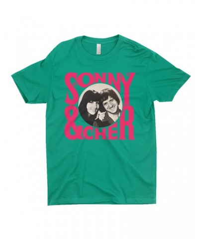 Sonny & Cher T-Shirt | Retro Pink Logo And Photo Shirt $6.81 Shirts