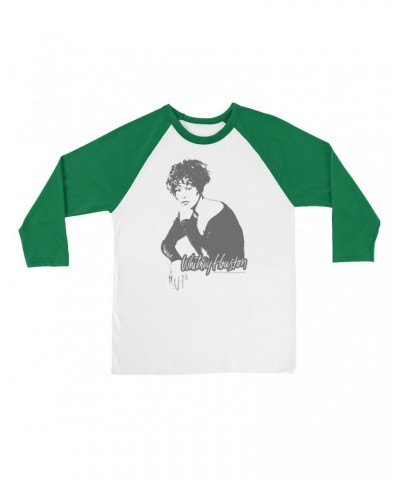Whitney Houston 3/4 Sleeve Baseball Tee | 1990 Photo In Shadow Design Shirt $11.69 Shirts