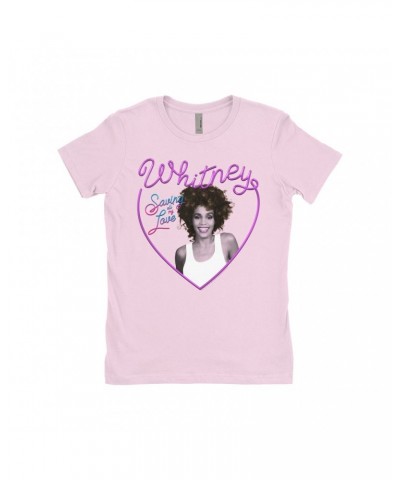 Whitney Houston Ladies' Boyfriend T-Shirt | Saving All My Love Heart Shirt $10.07 Shirts