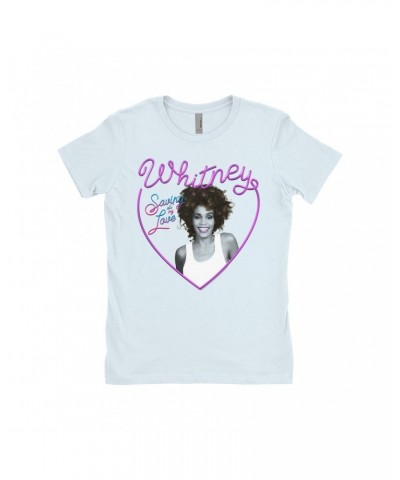 Whitney Houston Ladies' Boyfriend T-Shirt | Saving All My Love Heart Shirt $10.07 Shirts