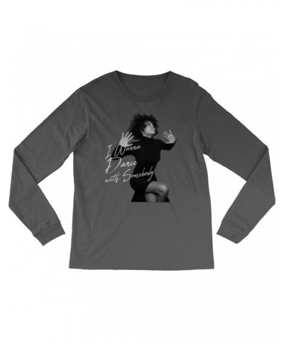 Whitney Houston Long Sleeve Shirt | I Wanna Dance With Somebody Script Design Shirt $8.04 Shirts