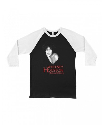 Whitney Houston 3/4 Sleeve Baseball Tee | I Will Always Love You Logo And Photo Shirt $4.80 Shirts