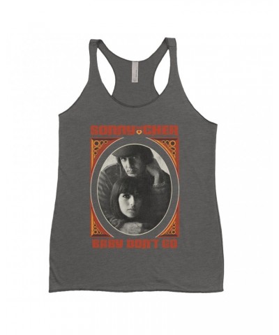Sonny & Cher Ladies' Tank Top | Baby Don't Go Rust Frame Image Distressed Shirt $7.73 Shirts