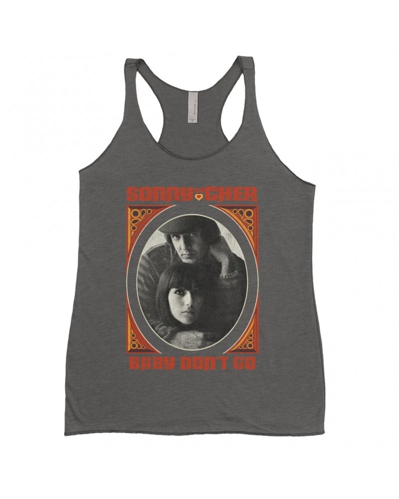 Sonny & Cher Ladies' Tank Top | Baby Don't Go Rust Frame Image Distressed Shirt $7.73 Shirts