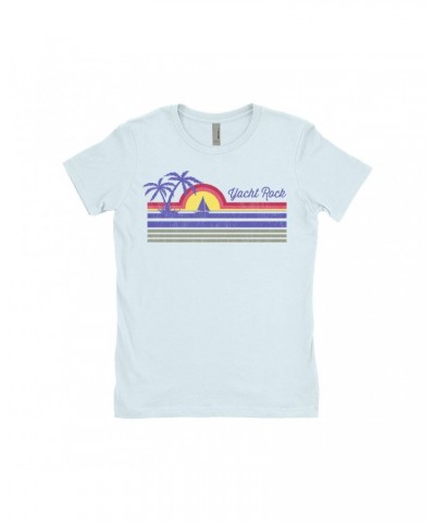 Music Life Ladies' Boyfriend T-Shirt | Yacht Rock Sunset Shirt $12.47 Shirts