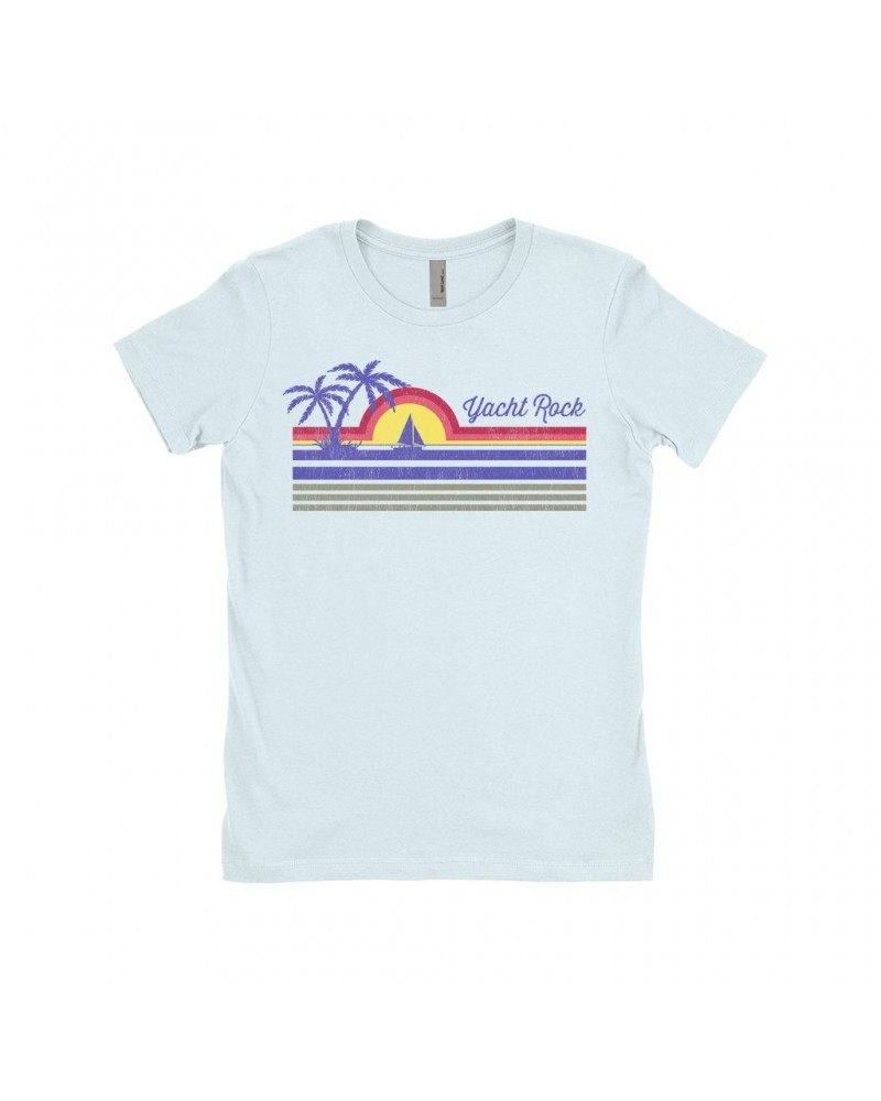 Music Life Ladies' Boyfriend T-Shirt | Yacht Rock Sunset Shirt $12.47 Shirts