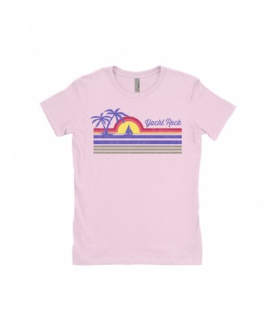 Music Life Ladies' Boyfriend T-Shirt | Yacht Rock Sunset Shirt $12.47 Shirts