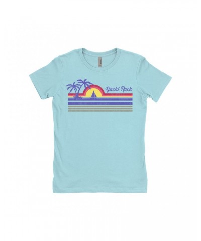 Music Life Ladies' Boyfriend T-Shirt | Yacht Rock Sunset Shirt $12.47 Shirts