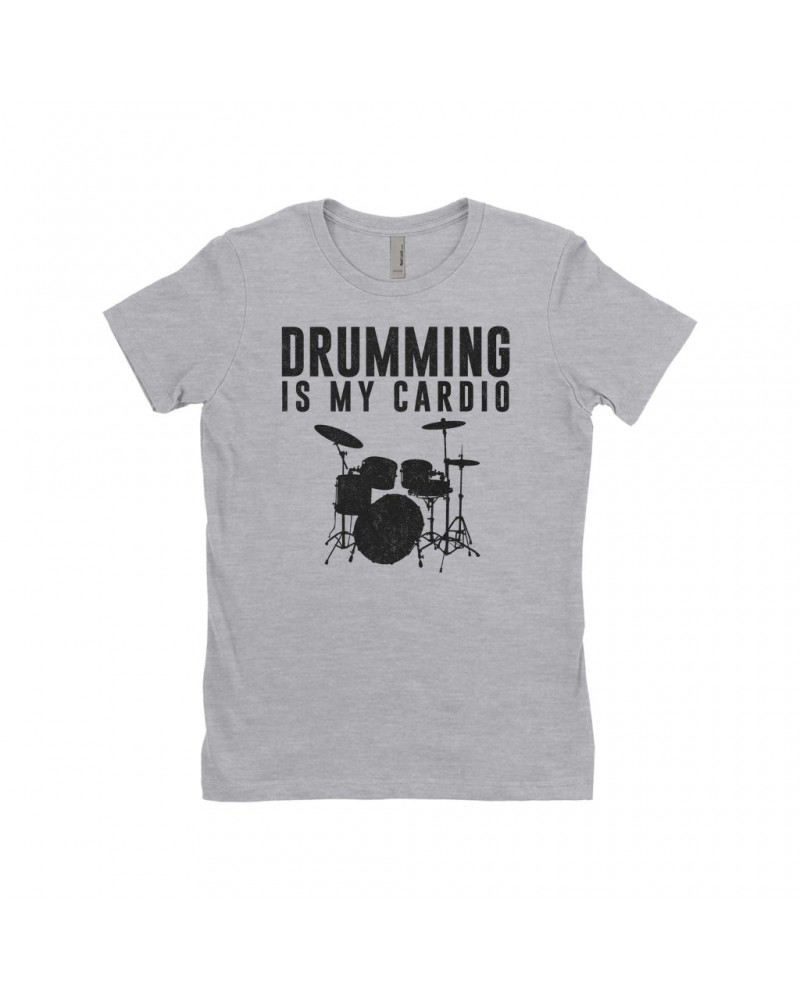 Music Life Ladies' Boyfriend T-Shirt | Drumming Is My Cardio Shirt $8.67 Shirts