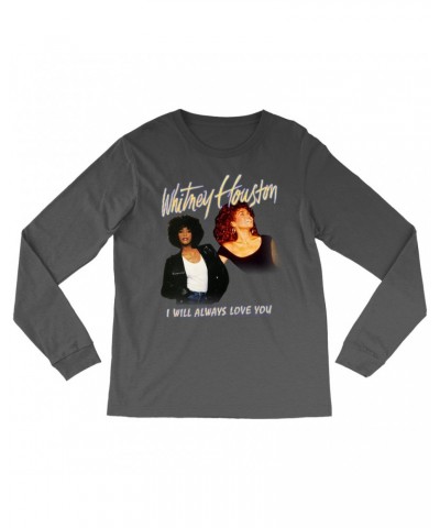 Whitney Houston Long Sleeve Shirt | I Will Always Love You Yellow Photo Collage Image Shirt $7.79 Shirts