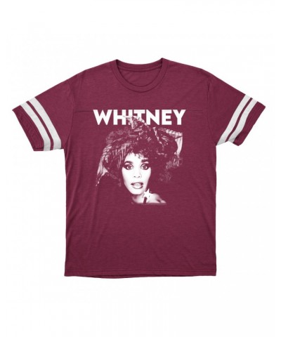 Whitney Houston T-Shirt | 1987 Photo White Whitney Design Football Shirt $7.59 Shirts