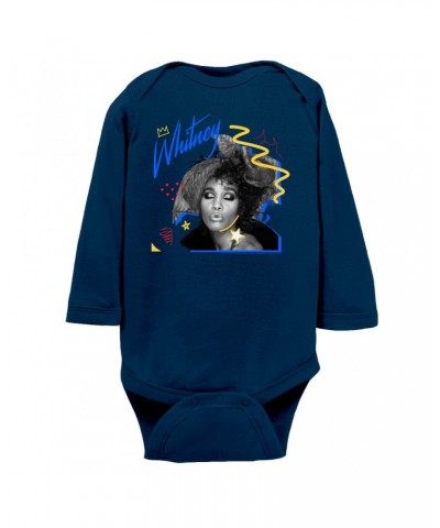 Whitney Houston Long Sleeve Bodysuit | Funky Colorful 1987 Photo Image Design Bodysuit $5.94 Shirts