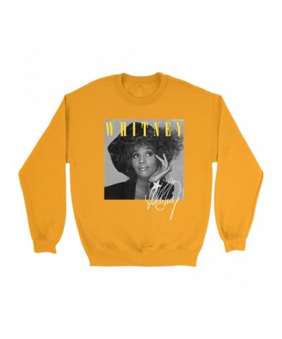 Whitney Houston Bright Colored Sweatshirt | Whitney Black And White Star Photo With Logo Distressed Sweatshirt $8.49 Sweatshirts